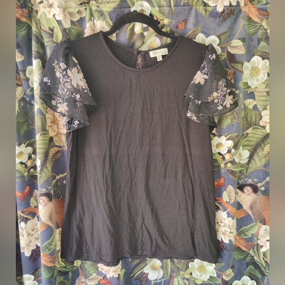 Black floaty sleeve t-shirt - Picture 1 of 4